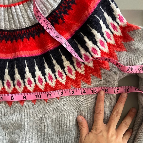 Boden Agnes Fair Isle Sweater Dress Wool Blend Red Grey Long Sleeve Mini Size 6 - Picture 7 of 7